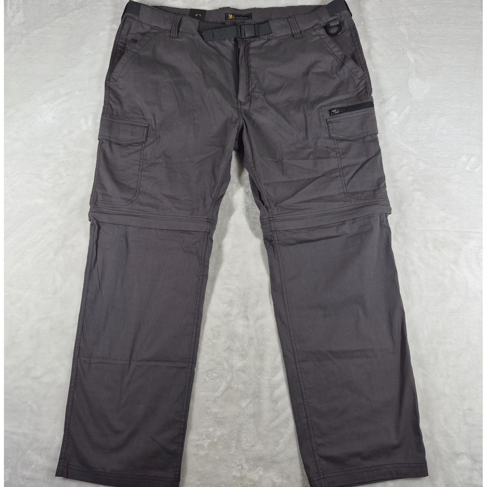 BC Clothing Convertible Cargo Pants Men's 2XL XXL Gray 32" Outdoor Hiking NWT